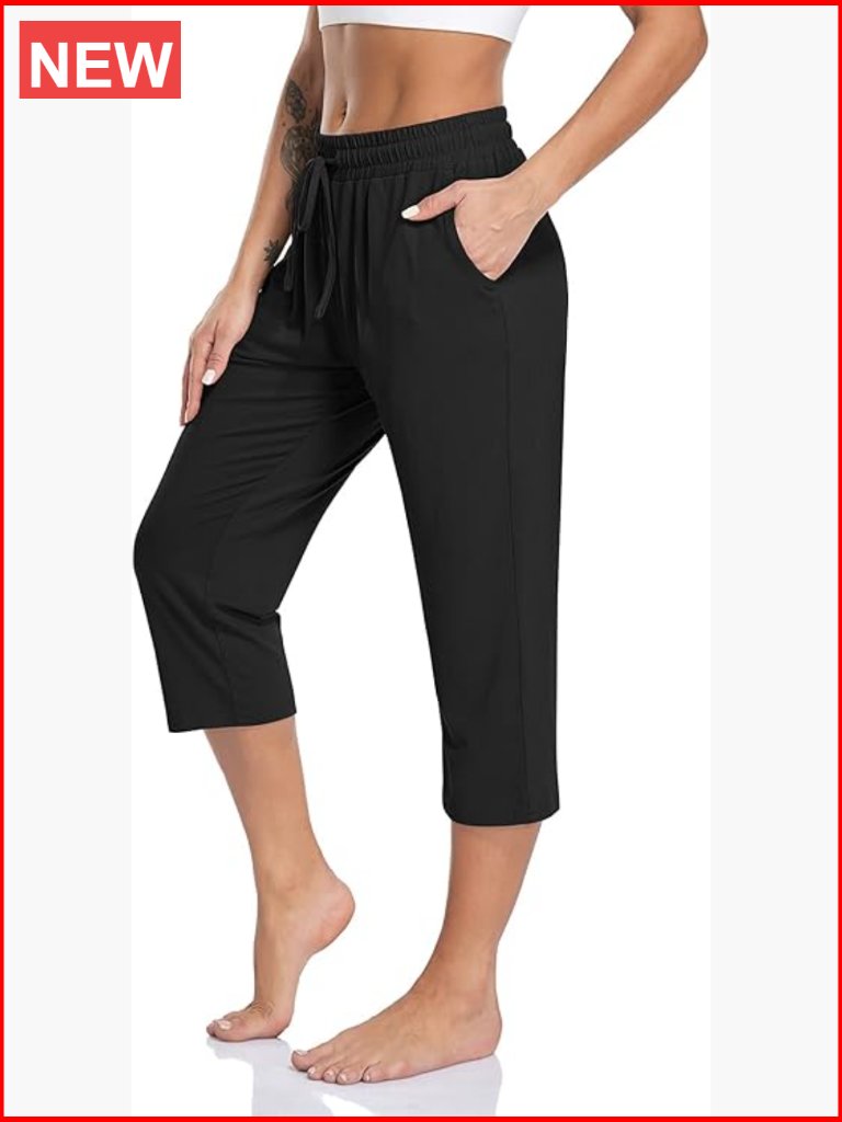 Capri Yoga Pants Loose Soft Drawstring Workout Sweatpants With Pockets